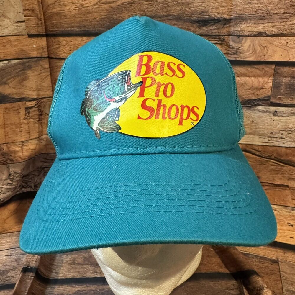 Bass Pro Shops Trucker Hat Teal Mesh Snapback Cap Gone Fishing Adjustable OSFM